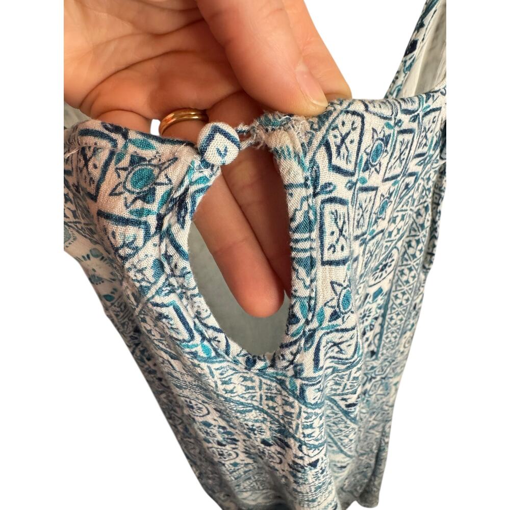 L*SPACE NWOT Girl in Motion Dress Blue Patchwork Swim Coverup Shoulder Ties Sz S - Picture 10 of 12